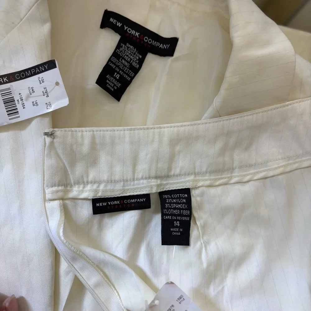 New York & Company cream color suit set Tailored Blazer with Notched Lapels